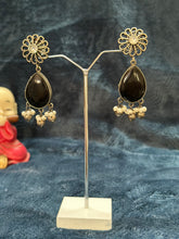 German Silver Jhumka with monalisa stone