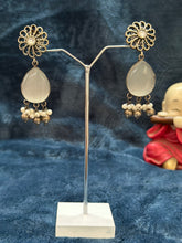 German Silver Jhumka with monalisa stone