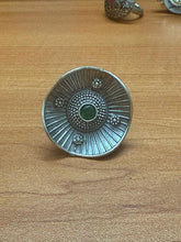 Adjustable lotus leaf style German silver ring with white ad stone