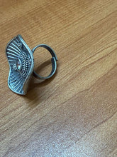 Adjustable lotus leaf style German silver ring with white ad stone