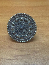 Adjustable  floral statement style German silver ring