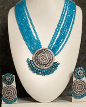 Premium Onyx Beads Necklace Set Intricately Designed with Cubic Zirconia Stones | With Matching Earrings